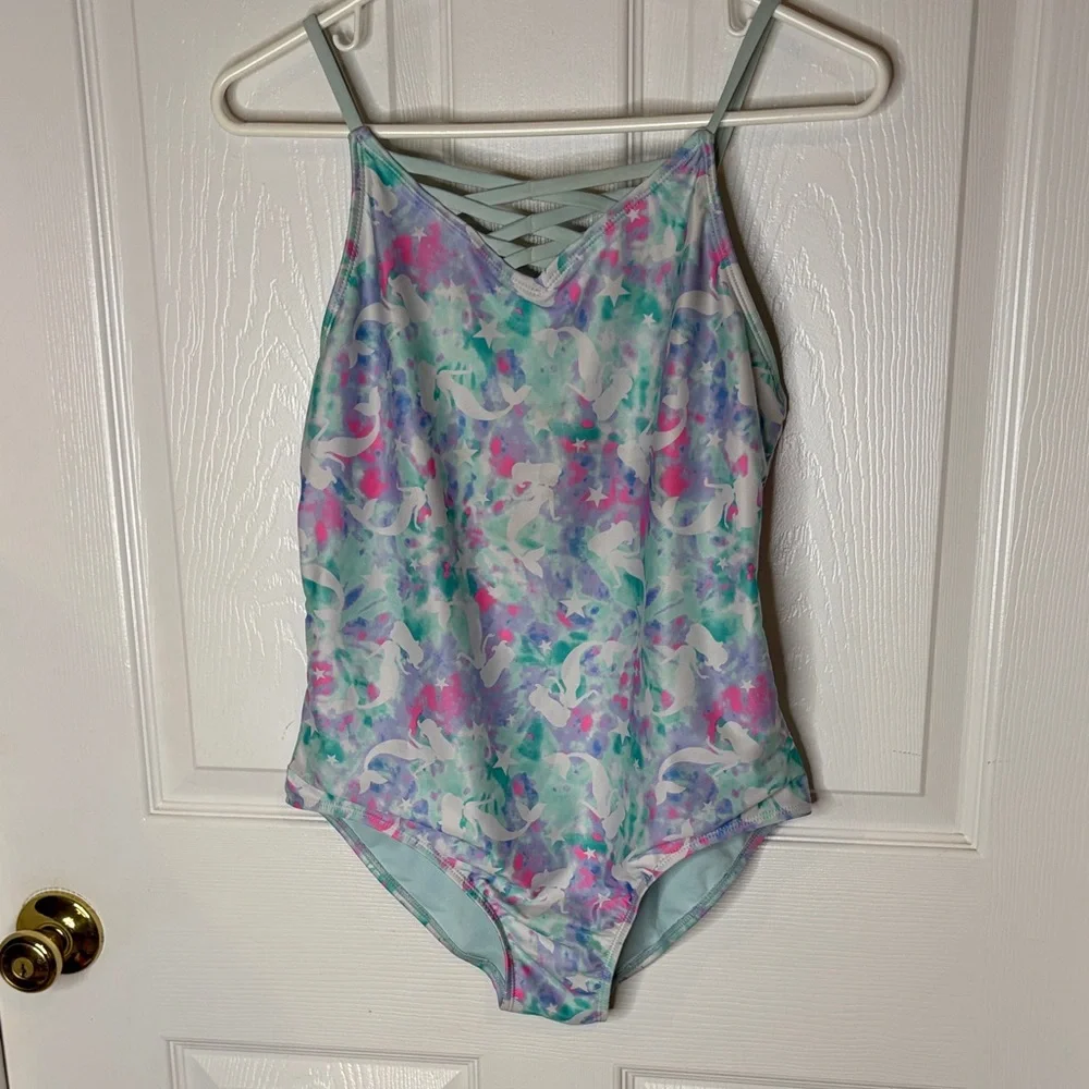 Girls Little Mermaid Star Print One Piece Swimsuit Bathing suit